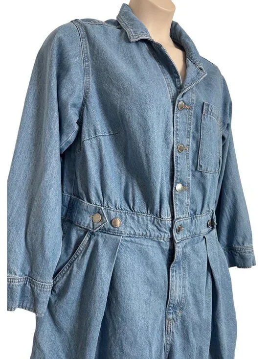 Universal Thread Size 17 Long Sleeve Romper Jean Medium Wash NWT - Picture 16 of 16